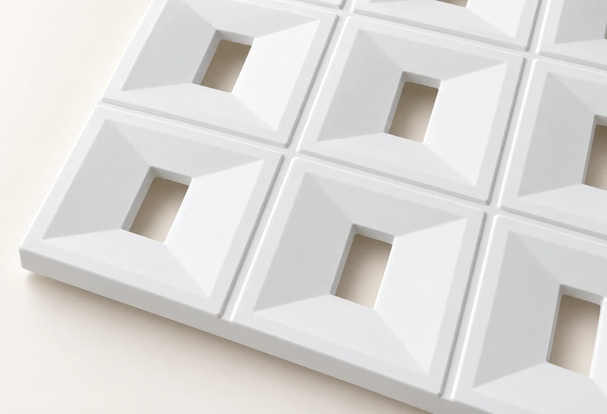 White Openwork Decorative Panel — Product close-up